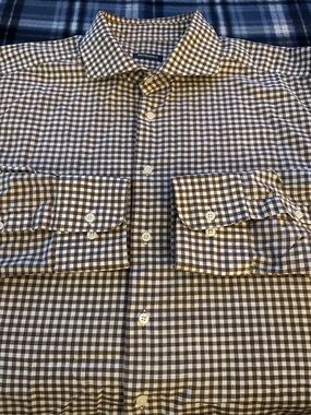 Suitsupply Multicolor Check Brown White Pattern Men's Dress Shirt Size 18-46/7